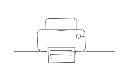 Printer One line drawing on whiteのイラスト素材