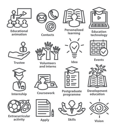 Business management line icons Pack 35 Icons for business, education, career, strategy, training marketingのイラスト素材
