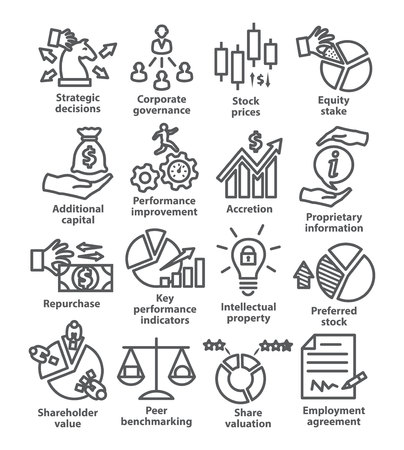 Business management line icons Pack 42 on white backgroundのイラスト素材
