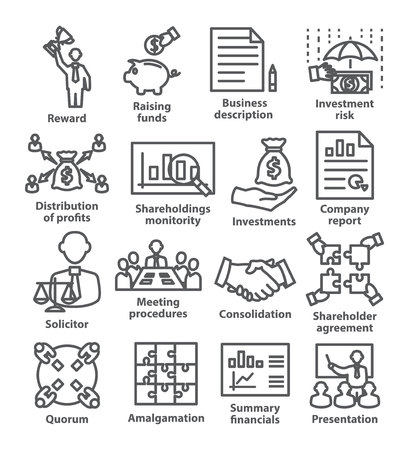 Business management line icons Pack 43 on whiteのイラスト素材