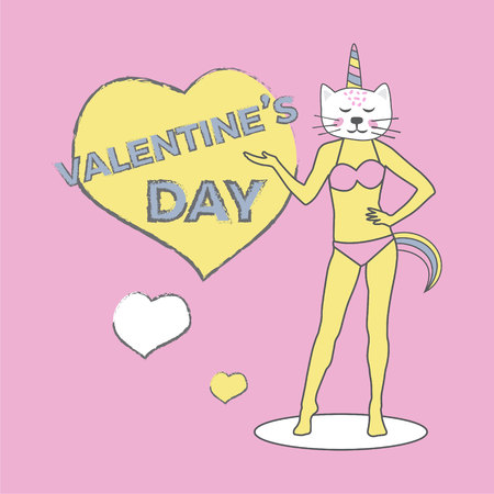 Happy Valentines Day Vector romantic greeting cardのイラスト素材