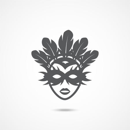 Carnival mask Icon on white backgroundのイラスト素材