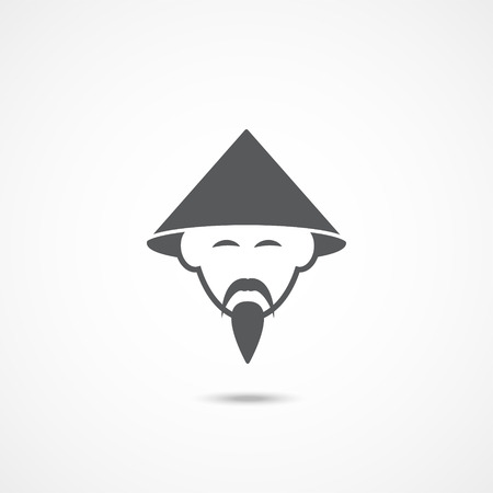 Chinese man icon on white backgroundのイラスト素材