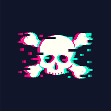 Skull Vector illustration in trendy glitch styleのイラスト素材