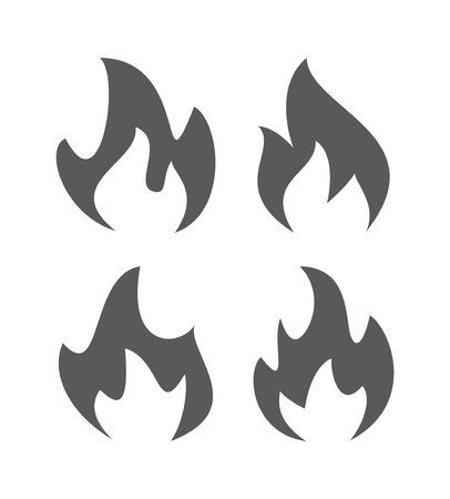 Fire flame icons isolated on white backgroundのイラスト素材