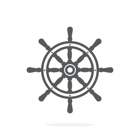 Ship wheel icon on whiteのイラスト素材