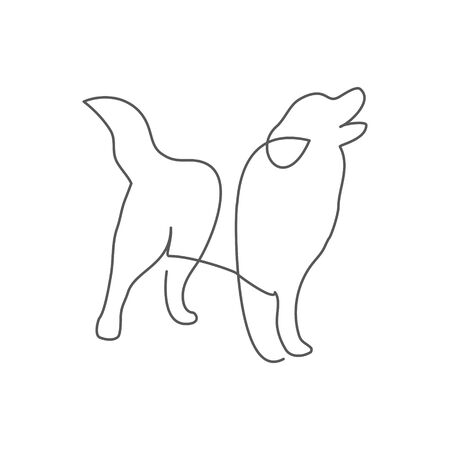Dog One line drawing onのイラスト素材