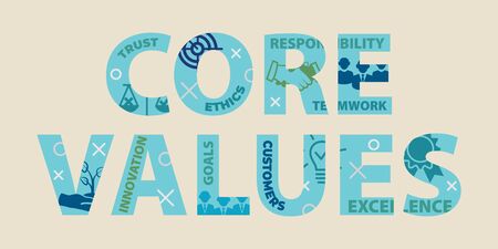 CORE VALUES Concept with iconsのイラスト素材