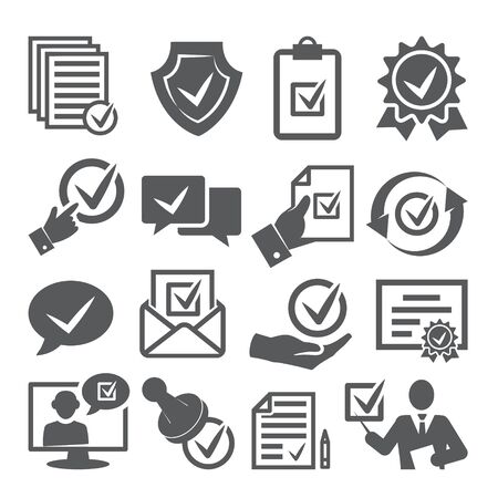 Approved icons set on whiteのイラスト素材