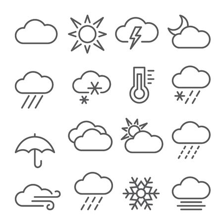 Weather line icons set onのイラスト素材