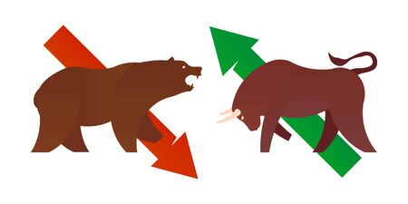 Bull and bear market. Vector illustration.のイラスト素材