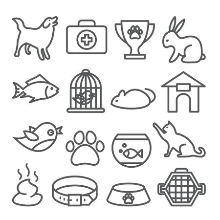 Pet shop line icons setのイラスト素材