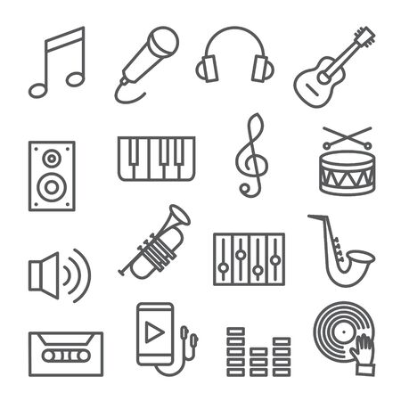 Music line icons set onのイラスト素材