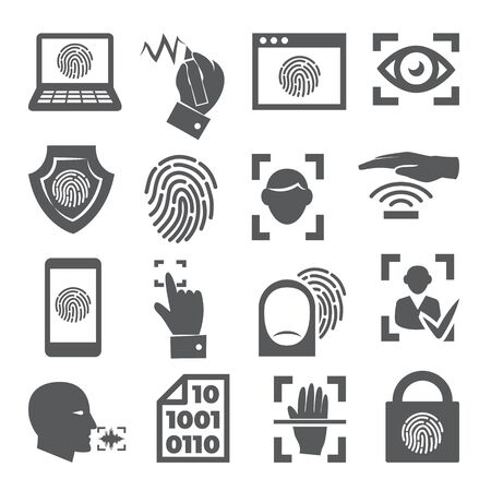 Biometric icons set on whiteのイラスト素材