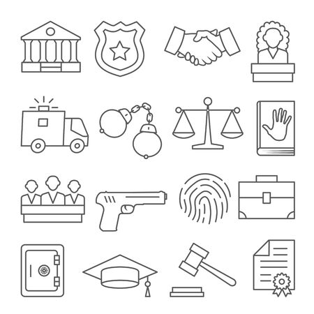 Law line icons set on white background.のイラスト素材