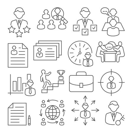 Head Hunting Line Icons on white background.のイラスト素材