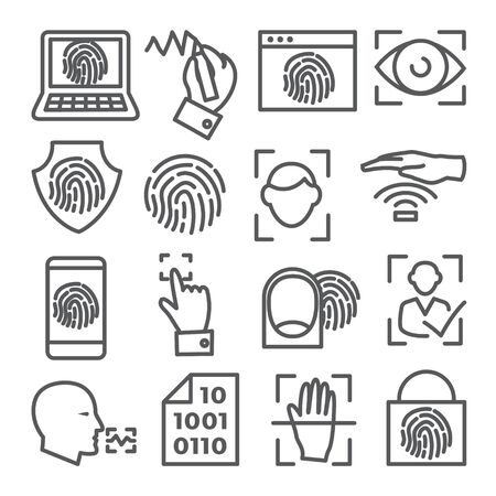 Biometric line icons set onのイラスト素材