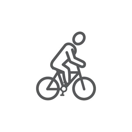 Cyclist line icon on white background.のイラスト素材