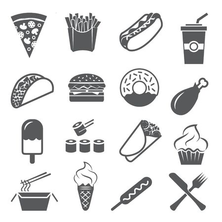 Fast food icons set onのイラスト素材