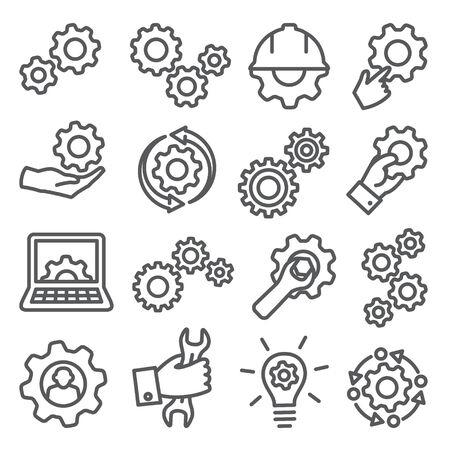 Gear line icons set onのイラスト素材
