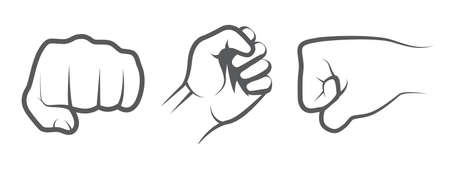 Hand punch icons on whiteのイラスト素材