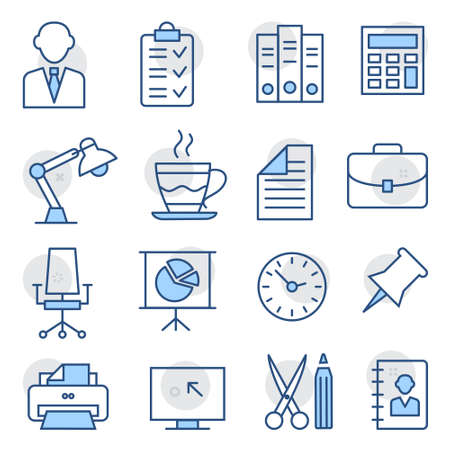 Office Line Icons on whiteのイラスト素材