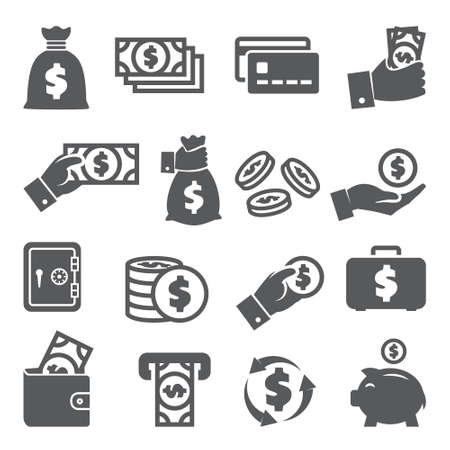 Money icons set on whiteのイラスト素材