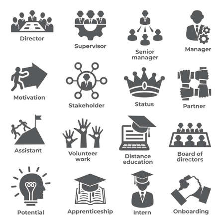 Leadership icons on white backgroundのイラスト素材