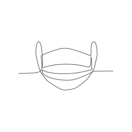 Medical mask One line drawingのイラスト素材