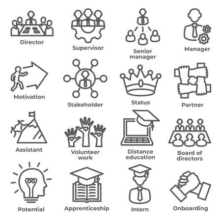 Leadership line icons on whiteのイラスト素材
