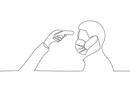 Coronavirus illustration Temperature One lineのイラスト素材