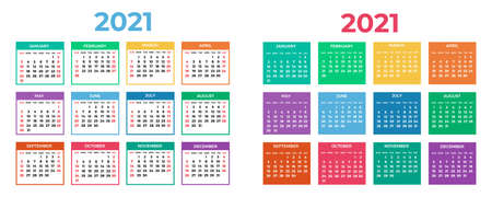 Calendar for 2021 on whiteのイラスト素材
