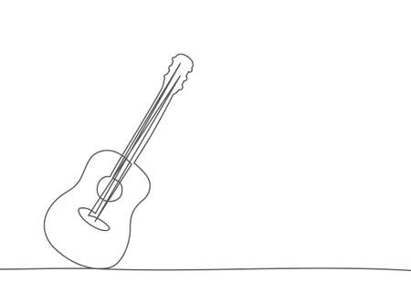 Guitar One line drawing onのイラスト素材