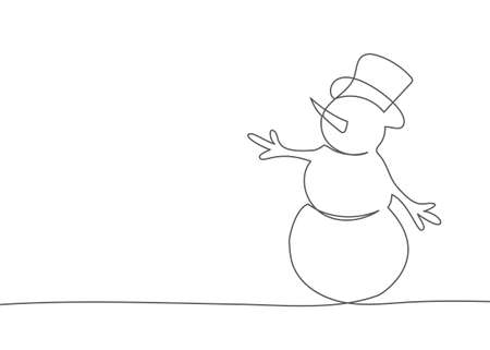 Snowman One line drawing onのイラスト素材