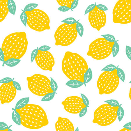 Seamless pattern with cute lemonのイラスト素材