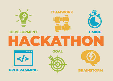 HACKATHON Concept with icons andのイラスト素材