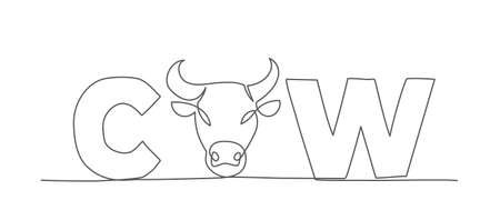 Cow One line drawing Vectorのイラスト素材