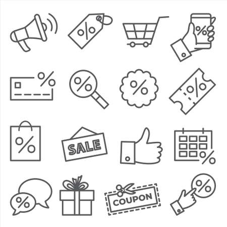 Promotion and coupon line iconsのイラスト素材