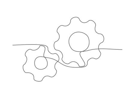 Gear One line drawing Vectorのイラスト素材