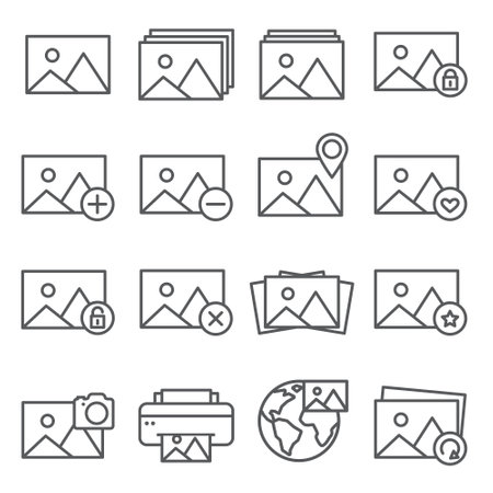 Image line icon set onのイラスト素材