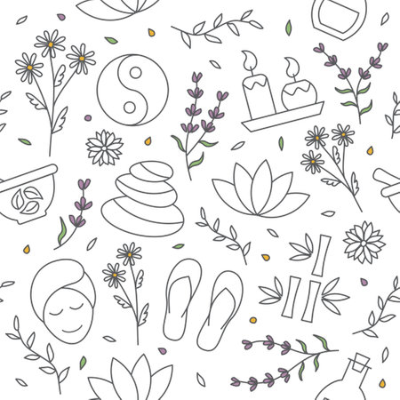 Spa seamless pattern Spa vectorのイラスト素材