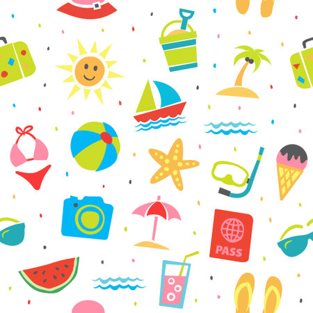 Summer seamless pattern Summer vectorのイラスト素材