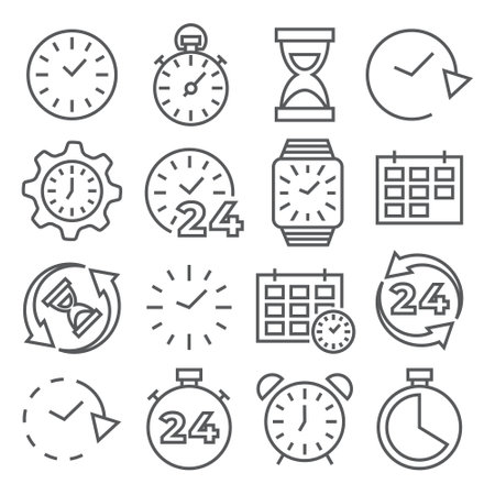 Time and Clock Line Iconsのイラスト素材