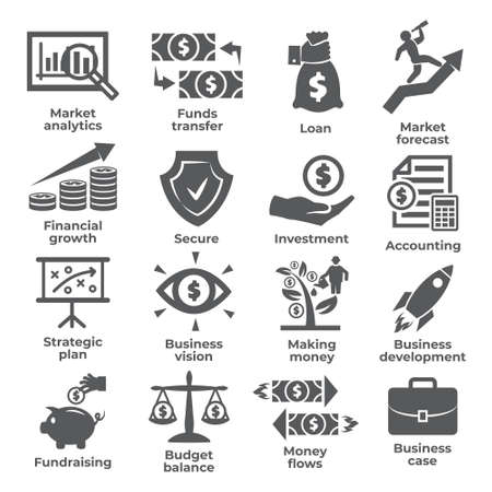 Budget and finance icons onのイラスト素材
