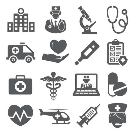 Hospital icons set on whiteのイラスト素材