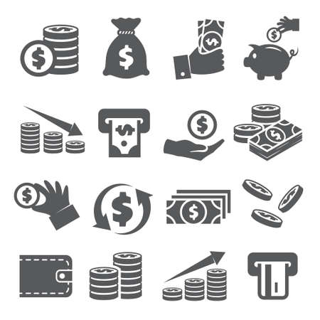 Money icons set on whiteのイラスト素材