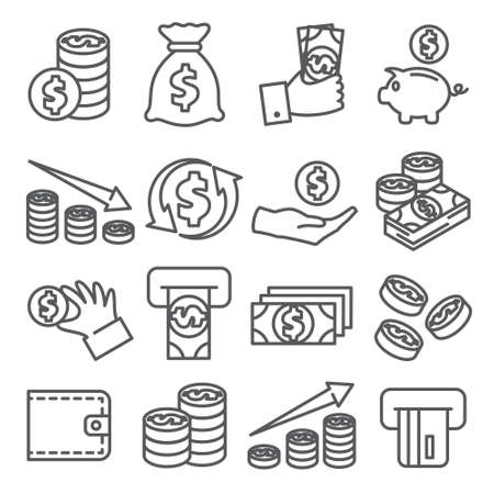 Money line icons set onのイラスト素材