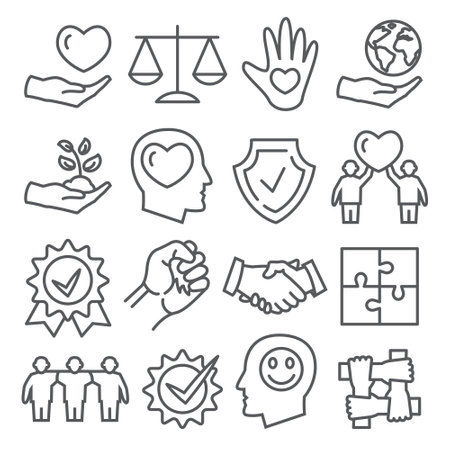 Honesty and integrity line iconsのイラスト素材