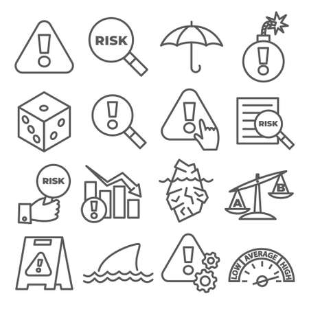 Risk line icons set onのイラスト素材
