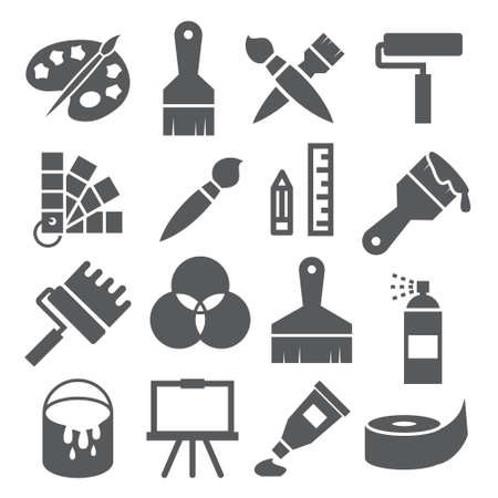 Painting and drawing icons onのイラスト素材
